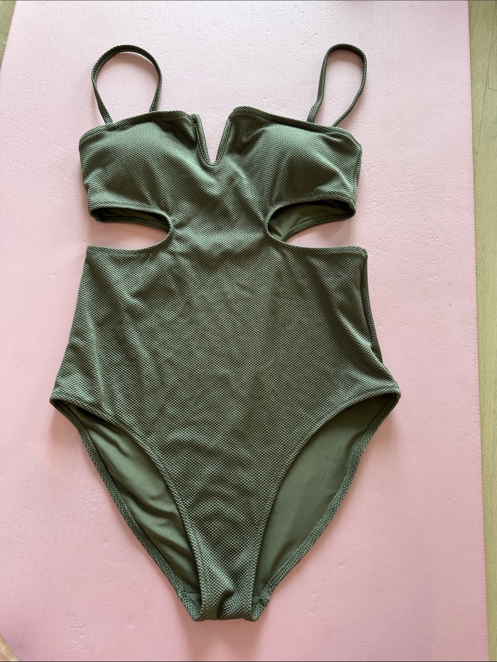 aerie Olive Green Cutout One-Piece Swimsuit